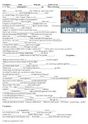 English Worksheet: THRIFT  SHOP   Macklemore -  a song