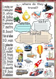 English Worksheet: *where do they travel?*