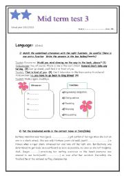 Mid term test 3 9th form tunisian programme