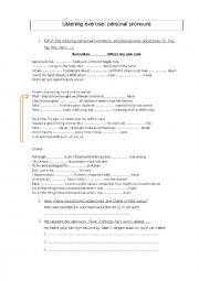 English Worksheet: Listening exercise for personal pronouns. Song: Bruno Mars - If I was your man.