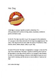 English Worksheet: Lets make a hot dog?