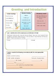 English Worksheet: greeting and introducing