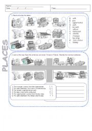 English Worksheet: places in town