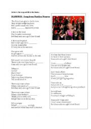 English Worksheet: Diamonds-Marilyn Monroe