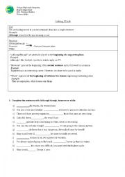 English Worksheet: linking words worksheet