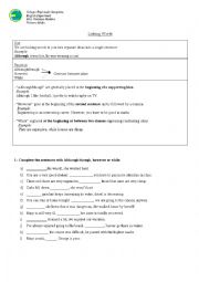 linking words worksheet