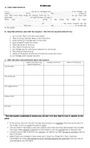 English Worksheet: ks first case activities