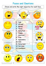 English Worksheet: emotions worksheet