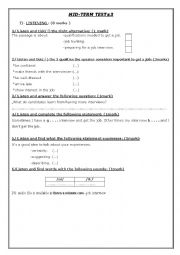 English Worksheet: listening test