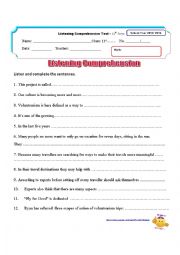 English Worksheet: listening test on Voluntourism