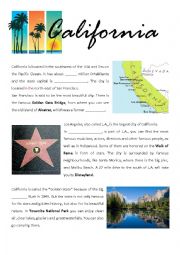 English Worksheet: California - fact sheet