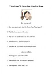 English Worksheet: Video lesson- Mr Bean