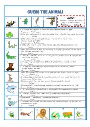 English Worksheet: Animals