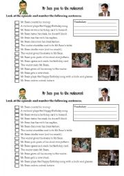 English Worksheet: Mr Bean goes to the restaurant