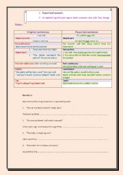 English Worksheet: Reported speech