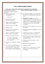 English Worksheet: How to address disruptive behaviour