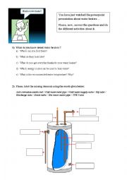 English Worksheet: What do you know about water heaters?