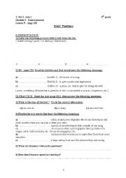 English Worksheet: Stars Pastimes ( Lesson 5, Module 5, 9th grade)