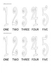 Listen and colour (numbers from 1 to 5)