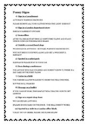 English Worksheet: Funny Signs