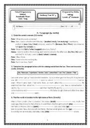 English Worksheet: Ordinary Test