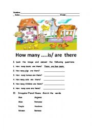 English Worksheet: There is  and There are