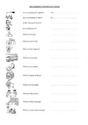 English Worksheet: present continuous tense