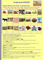 English Worksheet: Living in the desert. A nice EASY READER for beginner and intermediate level.
