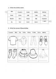 English Worksheet: Clothes test