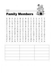 Family Members Word Search