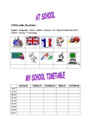 school timetable