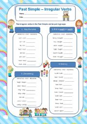 English Worksheet: Past Simple - Irregular Verbs in Groups