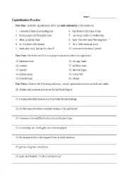 English Worksheet: Capitalization Practice