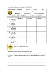 English Worksheet: Interview three classmates about their favorite fast food