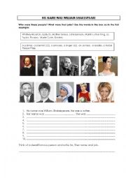 English Worksheet: Who were they? (With answer key.)