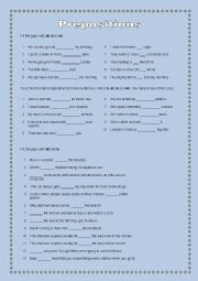 English Worksheet: Prepositions