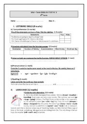 English Test 8th Form (Tunisian Schools)