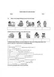 English Worksheet: present continuous v/s present simple
