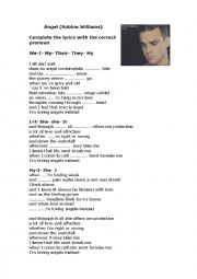 English Worksheet: Song: Angel