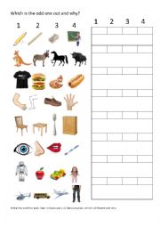 English Worksheet: Find the different one
