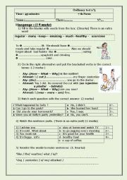English Worksheet: ordinary test n3