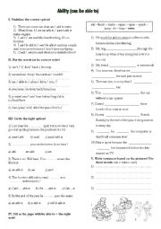 English Worksheet: CAN & BE ABLE TO -Modals of ability