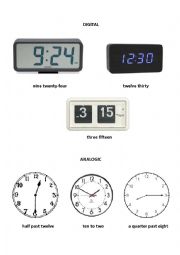 English Worksheet: Telling the time - Analogic vs. Digital