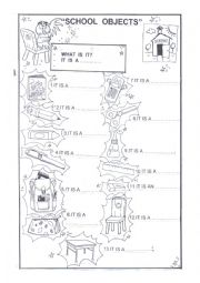 English Worksheet: school objects