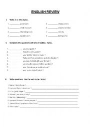 English Worksheet: ENGLISH REVIESw