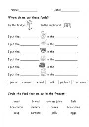 Food worksheet