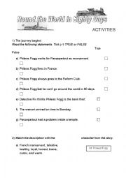 English Worksheet: Round the World in Eighty Days [Elementary] - Worksheet