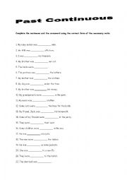 English Worksheet: Grammar Test and A Crossword - Past Continuous