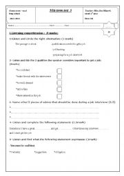 English Worksheet: 3rd mid-term test first form tunisian students