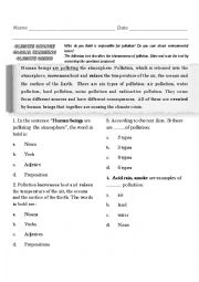 English Worksheet: POLLUTION